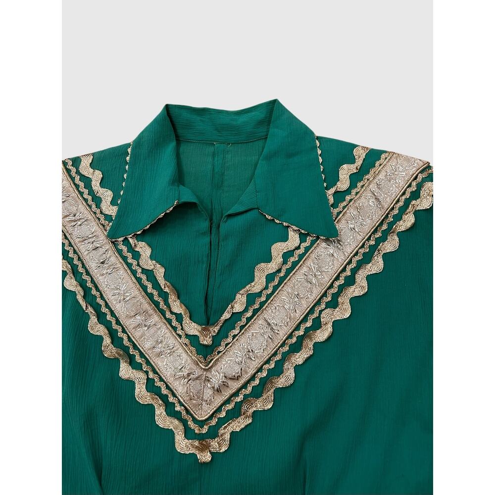 Vintage 1950s Turquoise Western Square Dance 2 Pc Circle Skirt Set XS 24 Waist - - Picture 3 of 10